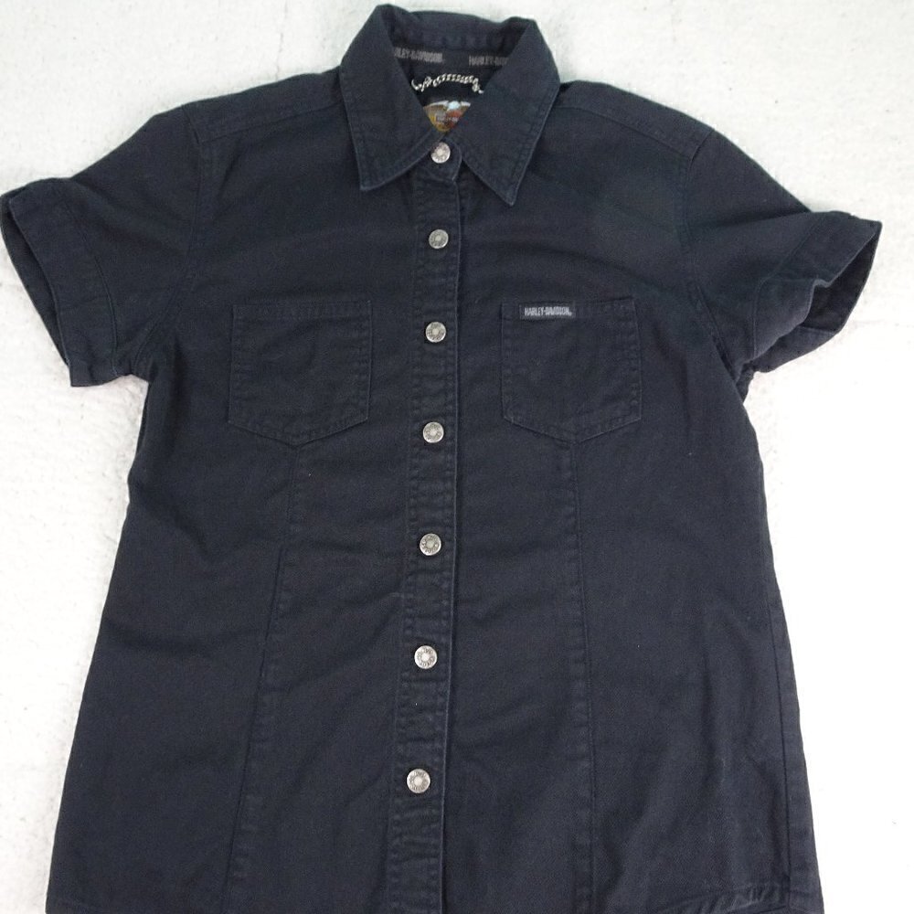 Harley Davidson Black Bup Snap Shirt Size X-Large